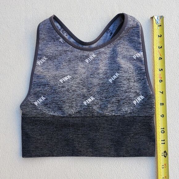PINK Victoria's Secret Active Seamless Gray and Black Sports Bra - Picture 3 of 10